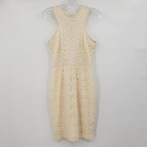 London Times Ivory Floral Lace Casual Mini Dress